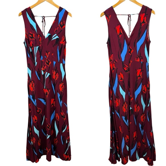 Anthropologie Corey Lynn Calter Floral Maxi Dress Size Small Maroon Sleeveless - Picture 2 of 16